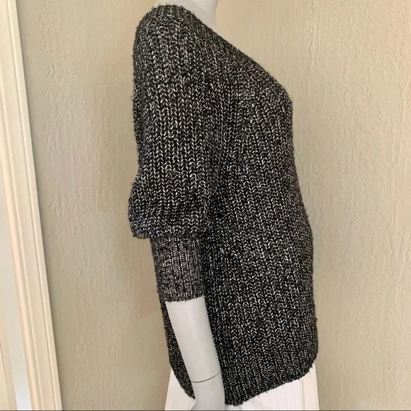 ALICE + OLIVIA Scoop Neck Sweater Black & Silver Metallic Alpaca Wool Knit M - Picture 7 of 15